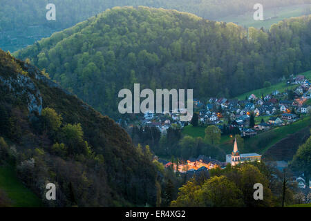 Dawn in Waldenburg village, Basel-Country, Switzerland. Stock Photo