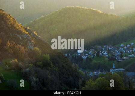 Dawn in Waldenburg village, Basel-Country, Switzerland. Stock Photo