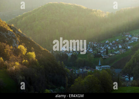 Dawn in Waldenburg village, Basel-Country, Switzerland. Stock Photo