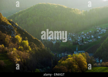 Dawn in Waldenburg village, Basel-Country, Switzerland. Stock Photo