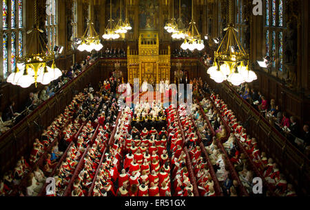 The State Opening of Parliament 2015 attended by Queen Elizabeth, Prince Philip, Prince Charles and Camilla, Duchess of Cornwall Stock Photo