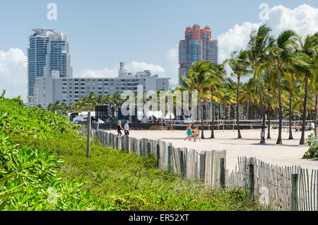 Miami beach, Florida people relaxing on a beach Stock Photo