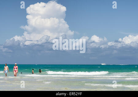 Miami beach, Florida people relaxing on a beach Stock Photo