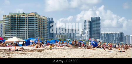 Miami beach, Florida people relaxing on a beach Stock Photo