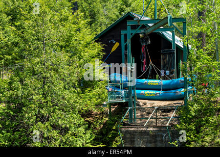 Table Rock rafting station inside Ausable Chasm park. Stock Photo