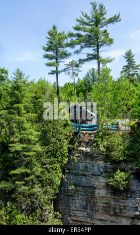 Table Rock rafting station inside Ausable Chasm park. Stock Photo