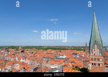 view of the old town from the viewing platform of the water tower, Lueneburg, Lower Saxony, Germany Stock Photo