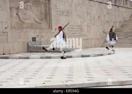 Athens, Greece, - April 05, 2015 : Changing of the guards ceremony in front of Unknown soldier monument Stock Photo