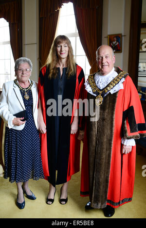 Mayor of Barnsley 2015/16 councillor Brian Mathers with his wife Mary and Barnsley Council chief exec Diana Terris. Stock Photo