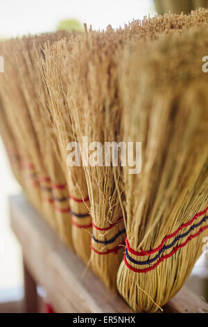 Handmade brooms on display, Bird-in-Hand, Pennsylvania, USA Stock Photo