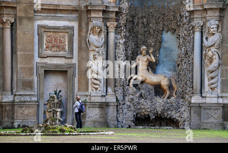 Water theatre in the Park of Villa Aldobrandini, Frascati near Rome, Alban hills, Latium, Italy Stock Photo