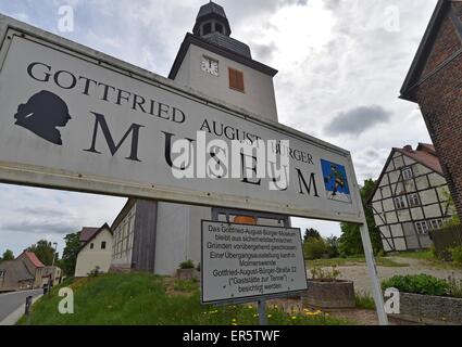 Molmerswende, Germany. 20th May, 2015. The derelict birthplace of the poet Gottfried August Buerger is seen in Molmerswende, Germany, 20 May 2015. The members of the Gottfried-August-Buerger friend's association fight for the use of the house as a museum. So far the association and the administration of the village couldn't agree on a sustainable redevelopment plan for the house. Photo: Hendrik Schmidt/dpa/Alamy Live News Stock Photo