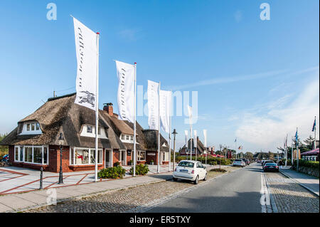 Thatched-roof houses, Kampen, Sylt, Schleswig-Holstein, Germany Stock Photo
