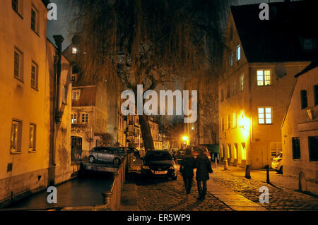 In the evening in the old town, Augsburg, Swabia, Bavaria, Germany Stock Photo