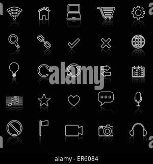 Web icons with reflect on black background, stock vector Stock Vector ...
