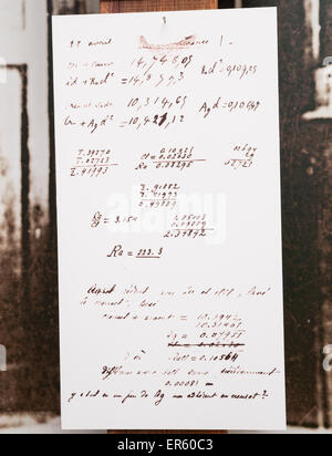 Copy of Madame Marie Curie's scientific equations of radium that this Nobel Prize-winning physicist discovered, Marie Curie Muse Stock Photo