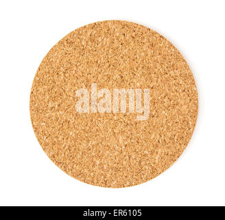 Cork drink coaster on the white background. Stock Photo