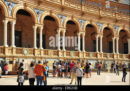 Spanish square, Plaza de España, building of the Ibero-American Exhibition of 1929, Seville, Andalucia, Spain Stock Photo