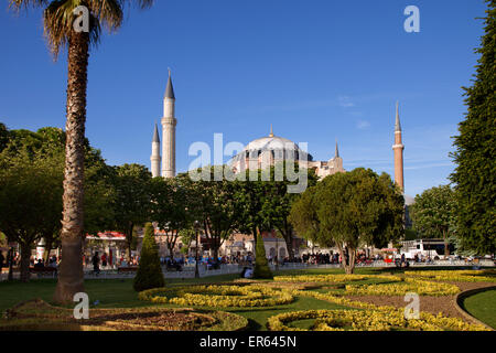Hagia Sophia Museum, Sultanahmet Square and gardens, Fatih, Istanbul. Stock Photo