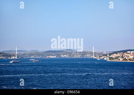 View on Bosphorus. Bosporus forms part of the boundary between Europe and Asia and connects the Black Sea with the Sea of Marmar Stock Photo