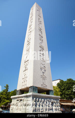 The Obelisk of Theodosius is the Ancient Egyptian obelisk of Pharaoh Thutmose III places in the Hippodrome of Constantinople, Tu Stock Photo