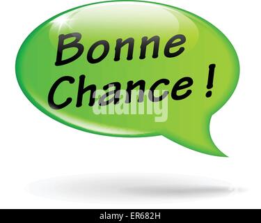 French translation for good luck green speech bubble icon Stock Vector