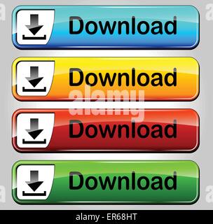 Vector illustration of download colorful buttons for web site Stock Vector