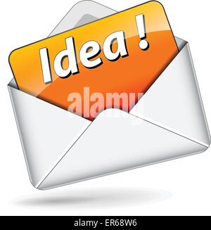 Vector illustration of orange idea message on white envelope Stock Vector