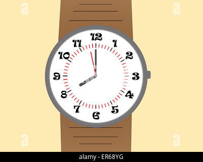 Wrist Watch with brown leather strap, Vector illustration Stock Photo