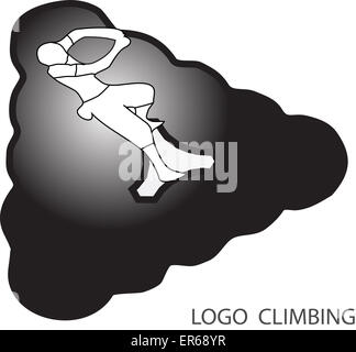 Rock climbing logo. Man climb on abstract element. Vector illustration Stock Photo