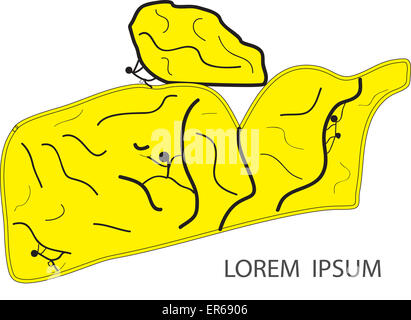 Rock climbing logo. People climb on yellow rock. Vector illustration Stock Photo