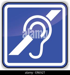 Vector illustration of hard of earing blue sign Stock Vector