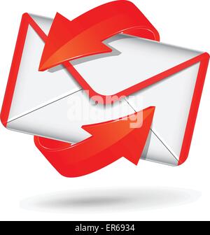 Vector illustration of white and red envelope mail icon Stock Vector