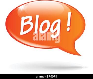 Vector illustration of blog orange speech bubble on white background Stock Vector