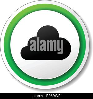 Vector illustration of cloud white and green round icon Stock Vector