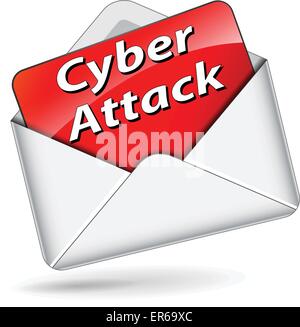 Vector illustration of cyber attack mail concept on white background Stock Vector
