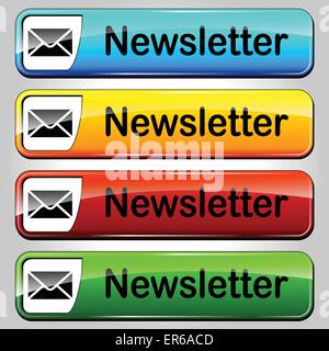 Vector illustration of colorful set newsletter web buttons Stock Vector