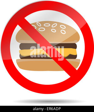 Ban fast food. cheeseburger and sandwich, lunch stop. Vector illustration Stock Photo