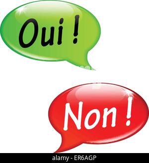 French translation for yes and no speech bubbles Stock Vector