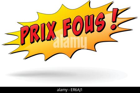 French translation for crazy prices yellow star icon Stock Vector