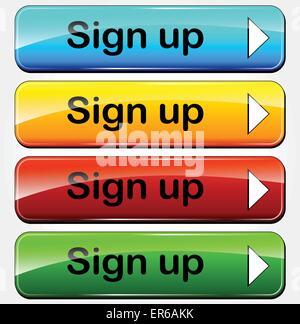Vector illustration of colorful set sign up web buttons Stock Vector