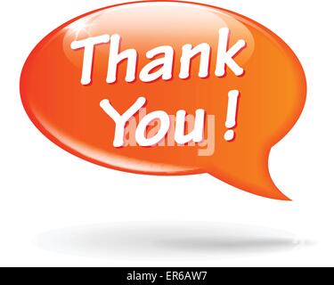 Vector illustration of thanks orange speech bubble on white background Stock Vector