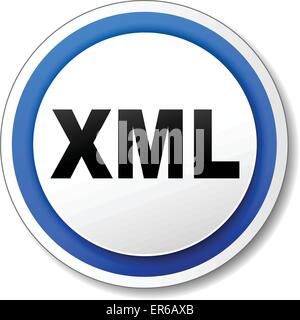 Vector illustration of xml white and blue round icon Stock Vector