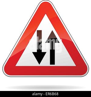 Vector illustration of triangle traffic sign for two way Stock Vector