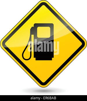 Vector illustration of gas oil yellow sign on white background Stock Vector