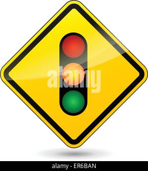 Vector illustration of traffic lights yellow sign on white background Stock Vector