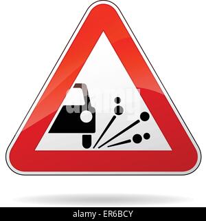 Vector illustration of triangle traffic sign for gravel Stock Vector