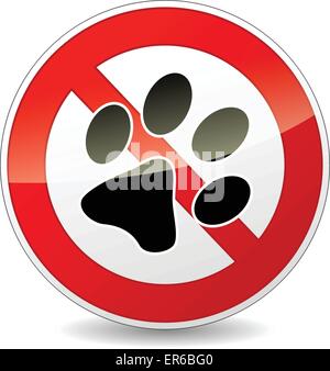 Vector illustration of no pets red and white sign Stock Vector