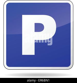 Vector illustration of blue square icon sign for car parking Stock Vector