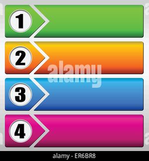 Vector illustration of four steps colorful design buttons Stock Vector